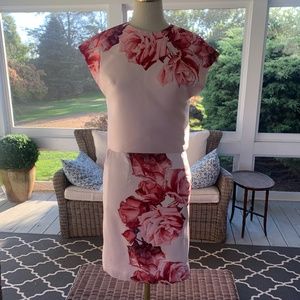 Giambattista Valli Silk Floral Rose Motif 2 Piece